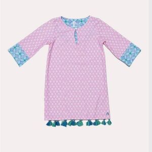Cabana Life Pink Blue Tassel Patterned Swim Coverup Sz 10